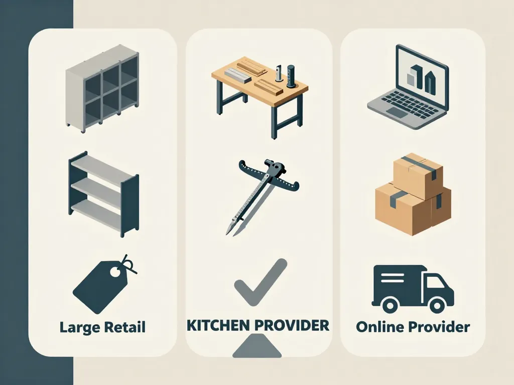 Schéma comparatif des acteurs pour choisir le meilleur cuisiniste