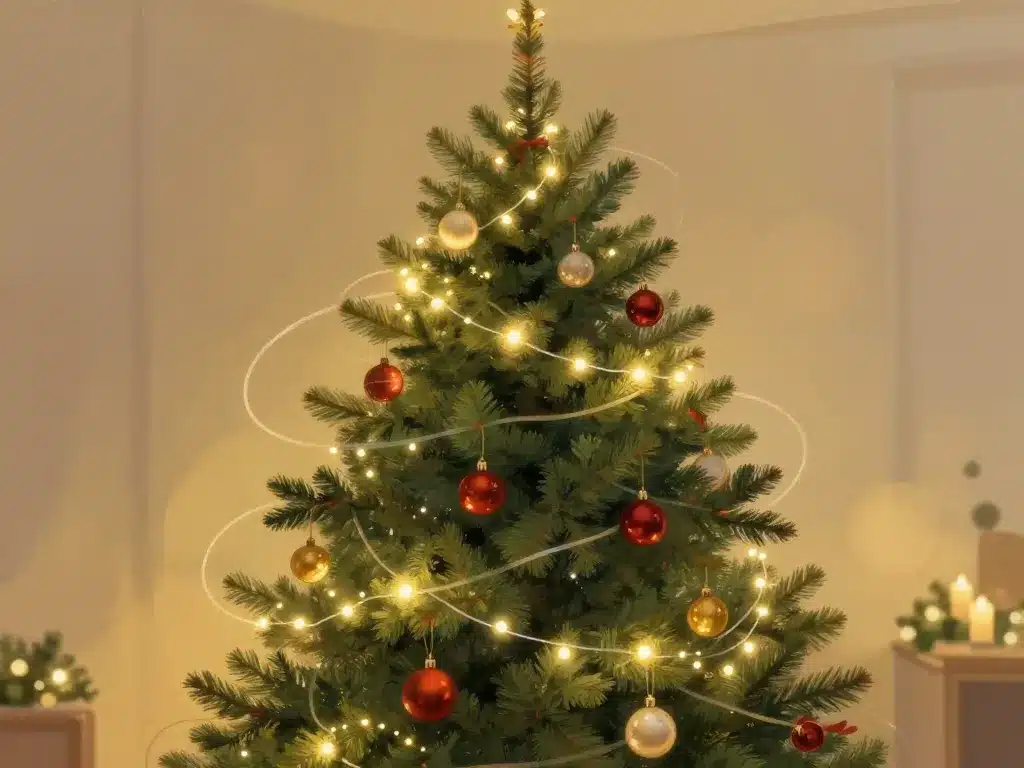 Illustration sapin décoration de noel équilibrée