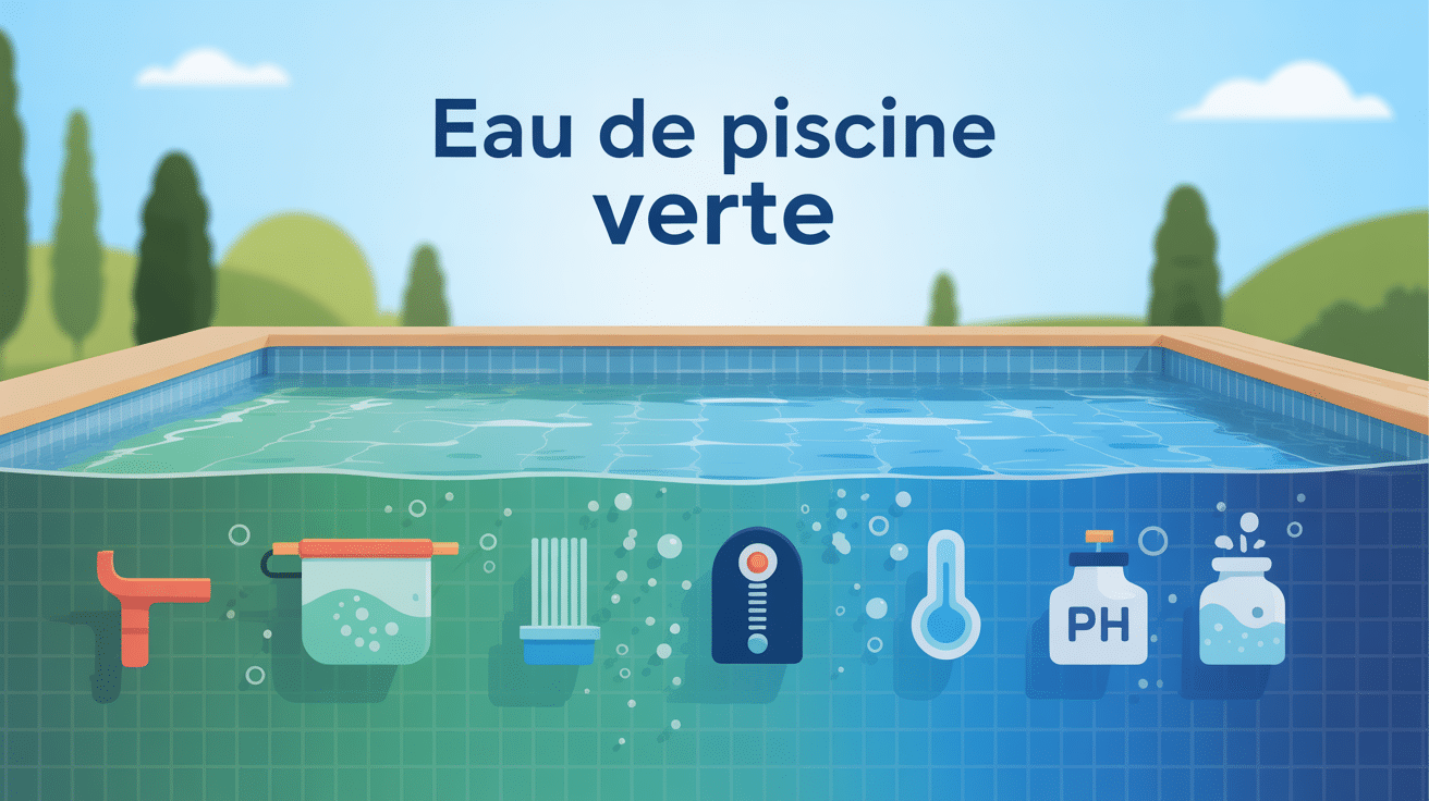 eau de piscine verte remède de grand-mère, illustration rattrapage et prévention