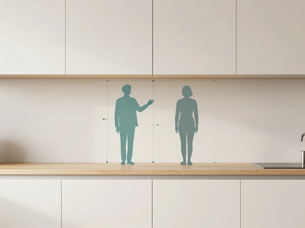 Schéma hauteur meuble haut cuisine selon taille et portée