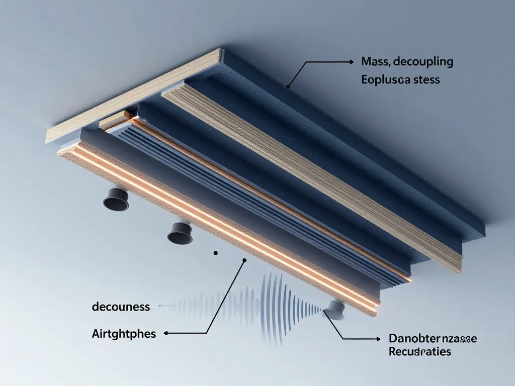 Coupe technique isolation phonique plafond masse désolidarisation étanchéité