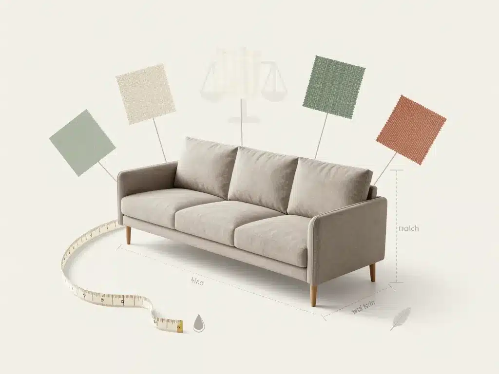 Schema choix jete de canape tailles et matieres