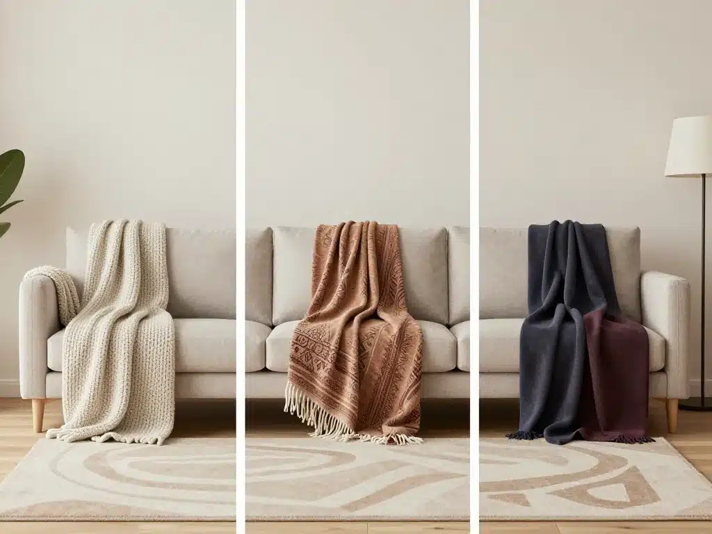 Scene salon jete de canape scandinave boheme contemporain