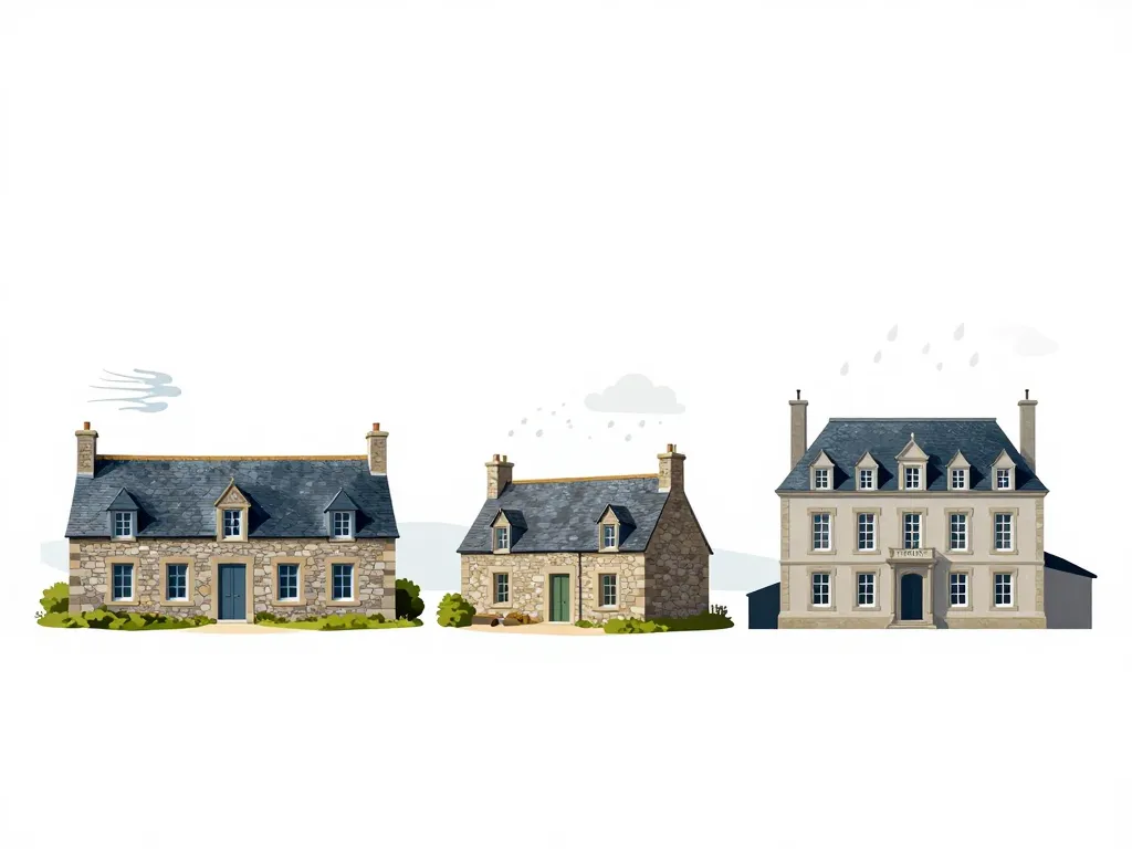 Comparatif visuel maison bretonne longère penty malouinière