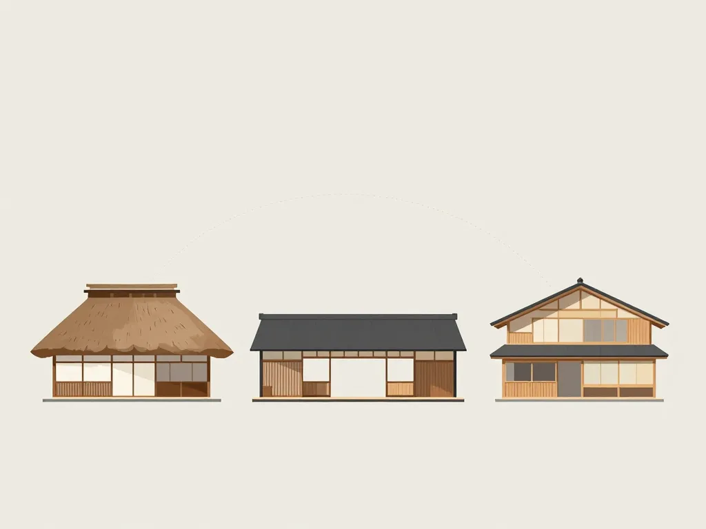 Triptyque de maisons japonaises minka machiya contemporaine