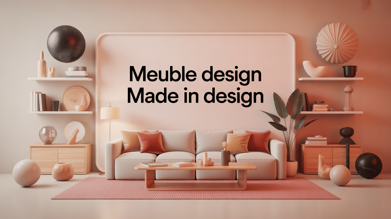 meuble design made in design dans un salon moderne isométrique