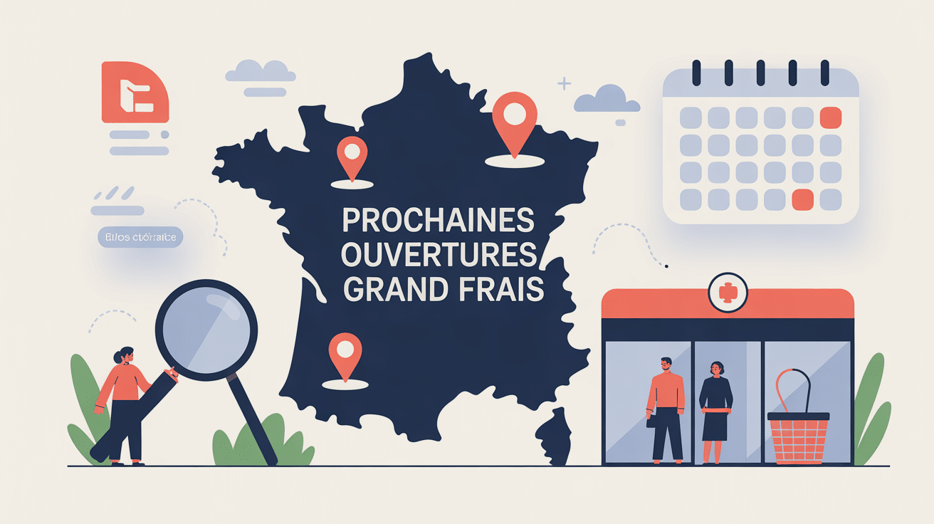 Carte et icônes sur les prochaines ouvertures grand frais