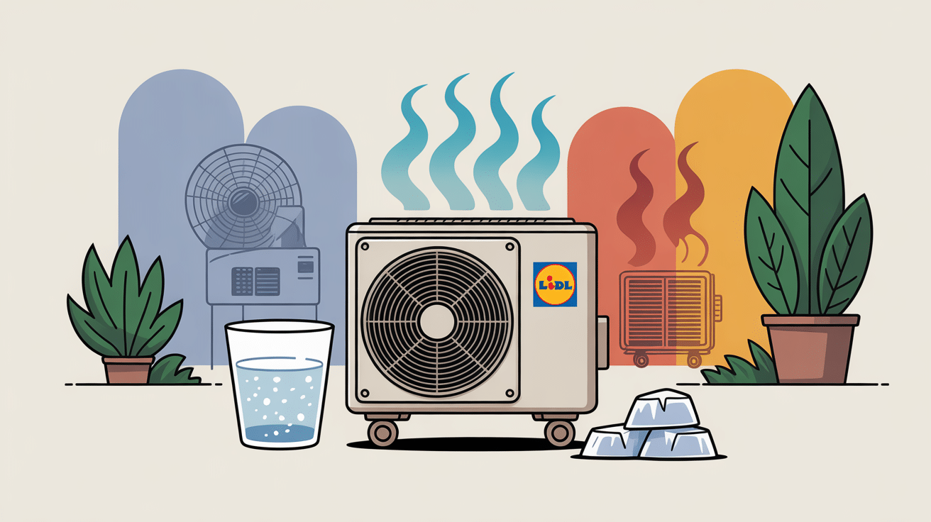 Illustration du rafraichisseur d'air lidl avec comparaison ventilateur et climatiseur