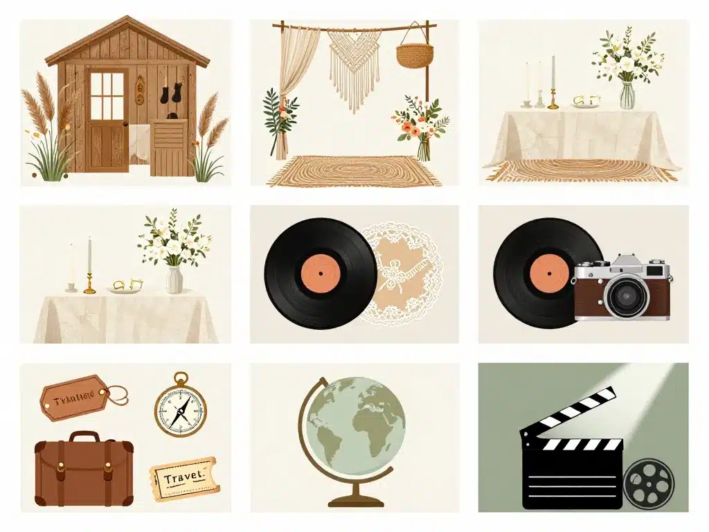 Mosaïque de styles thème pour le mariage