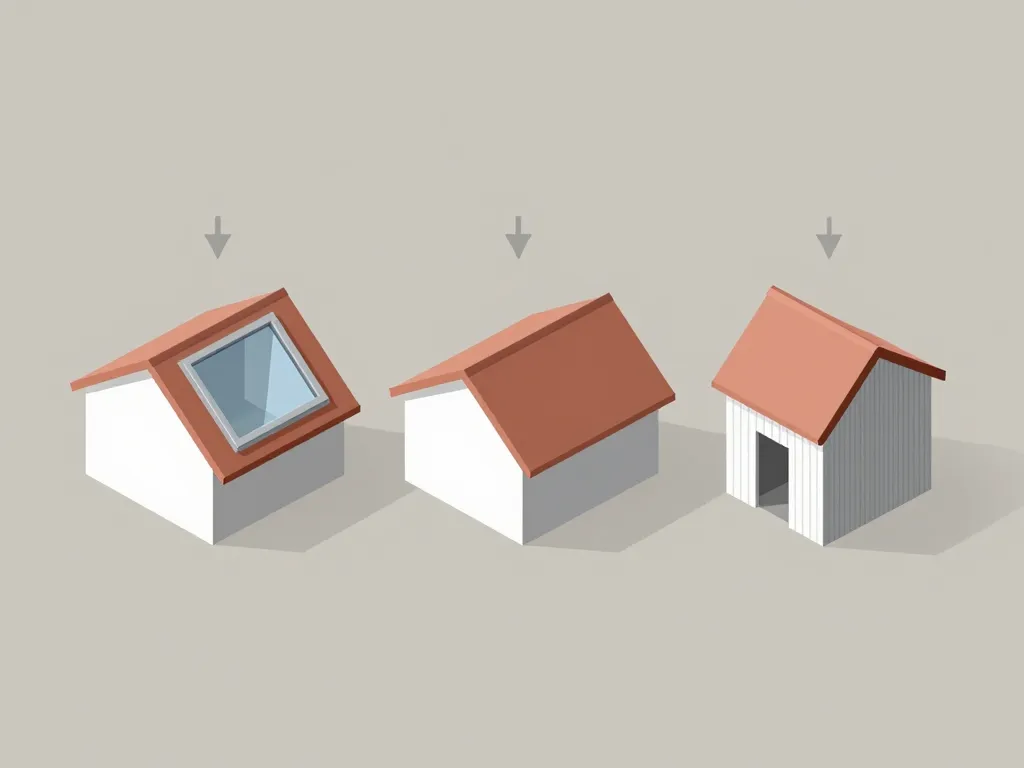 schéma concept toiture chien assis vs lucarne rampante et velux