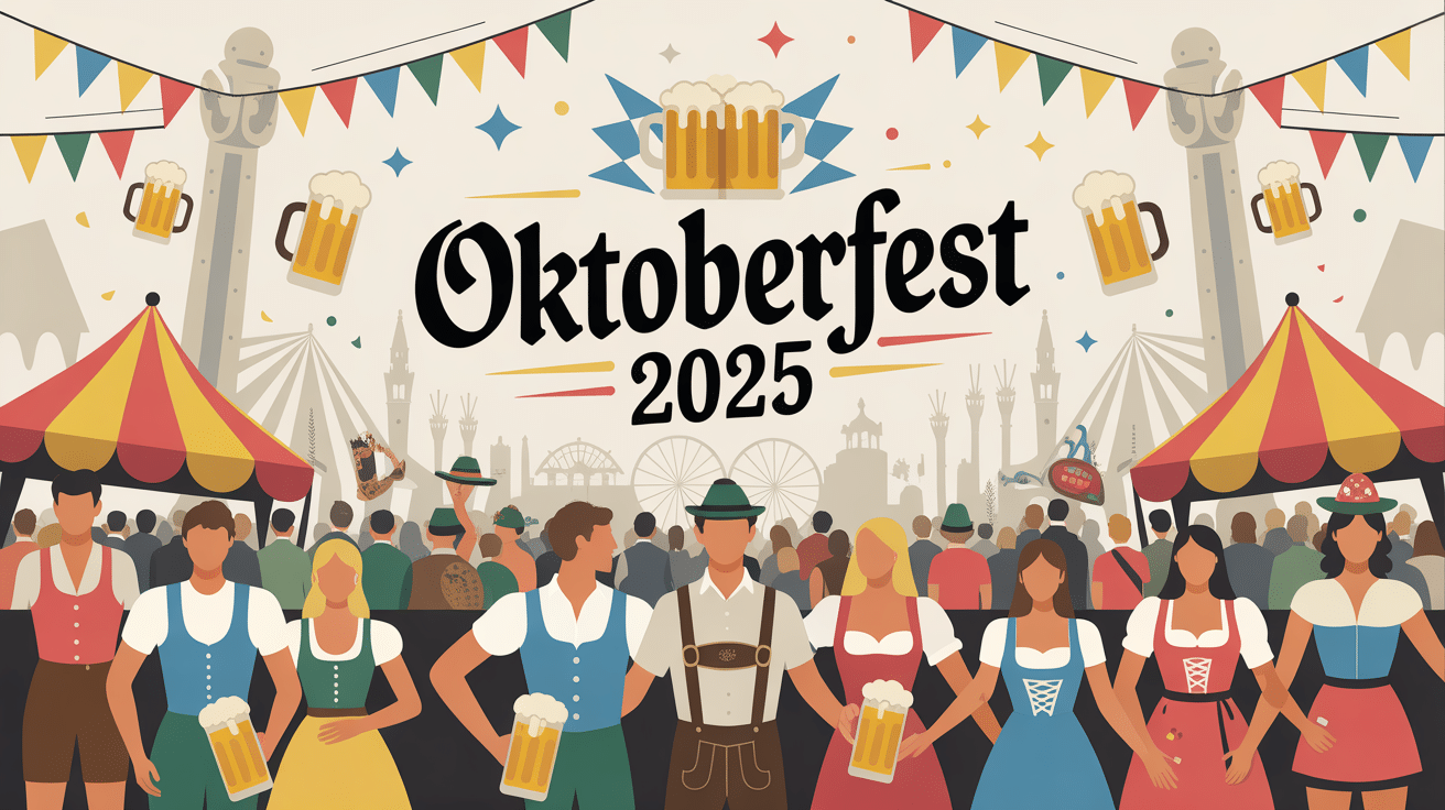 Ambiance festive Oktoberfest 2024 Munich, tentes, habits bavarois