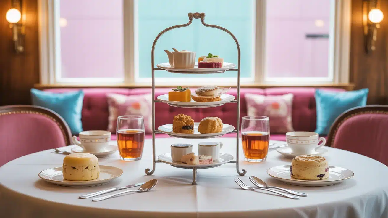 Afternoon Tea Lutetia avec scones et thé sous verrière colorée