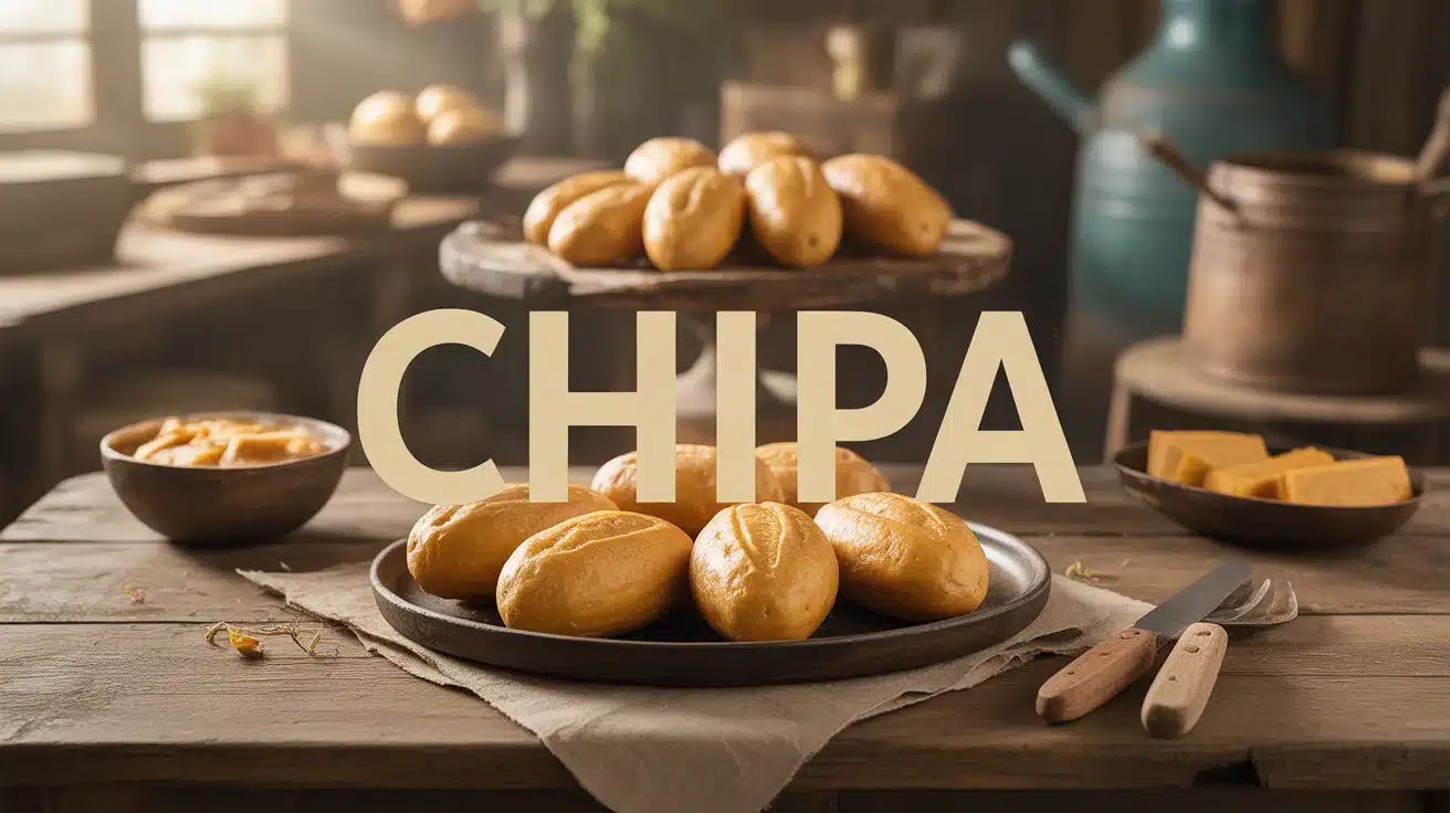 Chipa traditionnel doré sur plateau rustique
