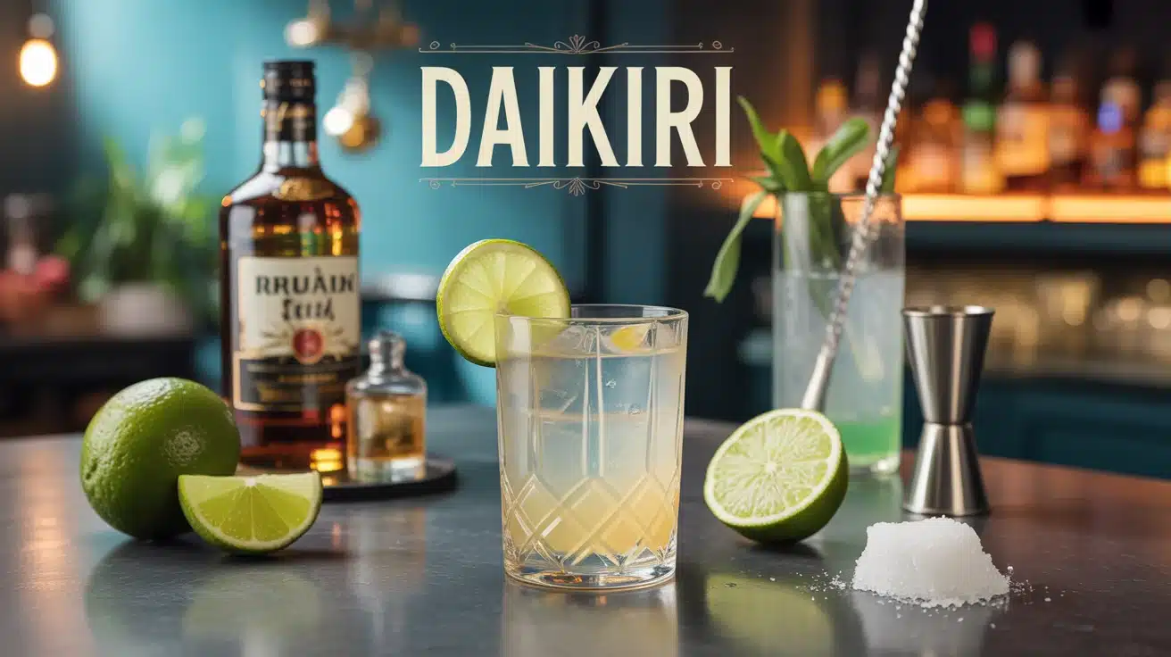cocktail daikiri élégant avec citron vert et rhum