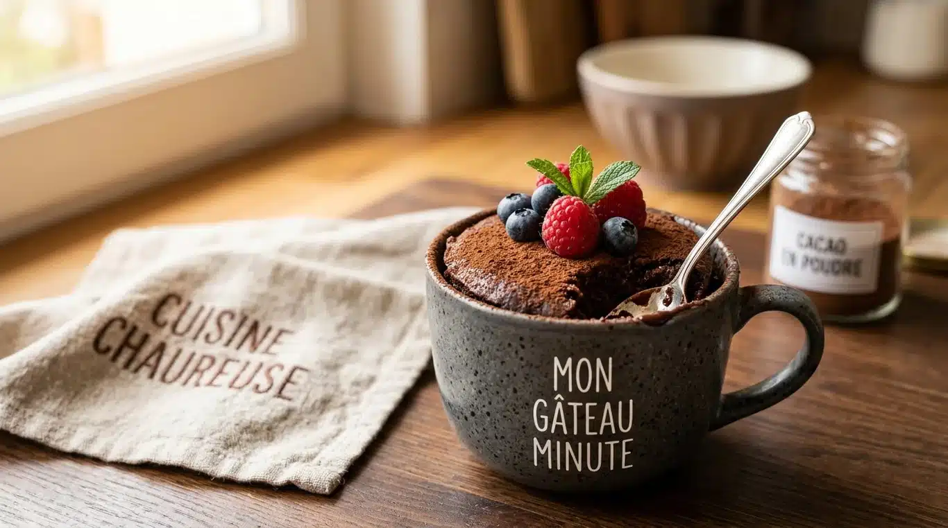Mug cake au chocolat sans lait, gourmand et moelleux