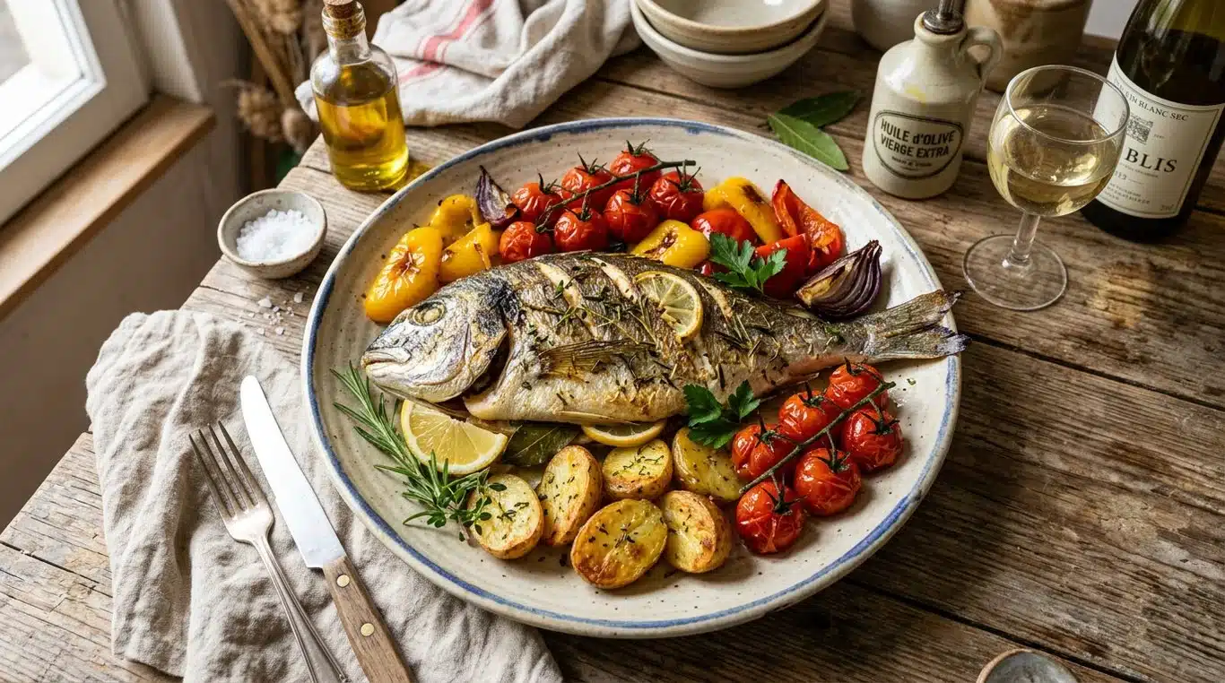 Dorade royale au four avec ses légumes