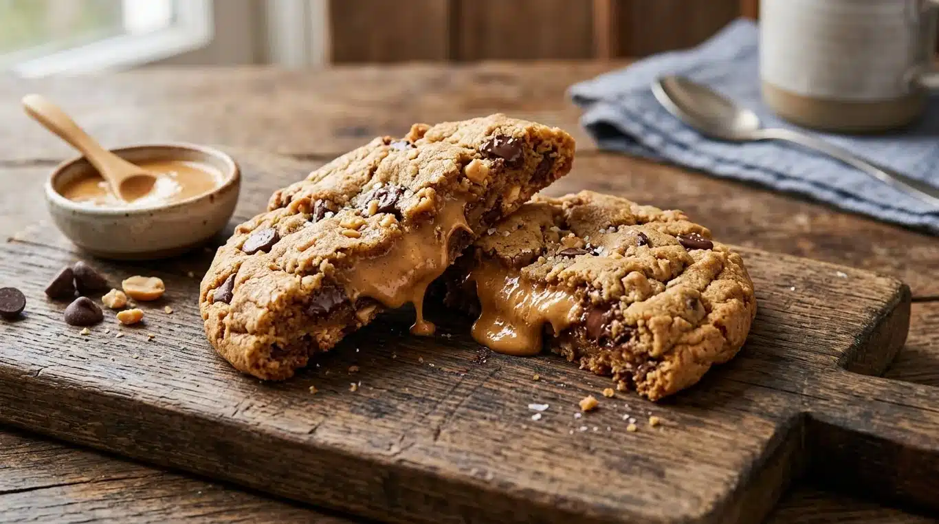Cookie géant au cœur coulant de beurre de cacahuète