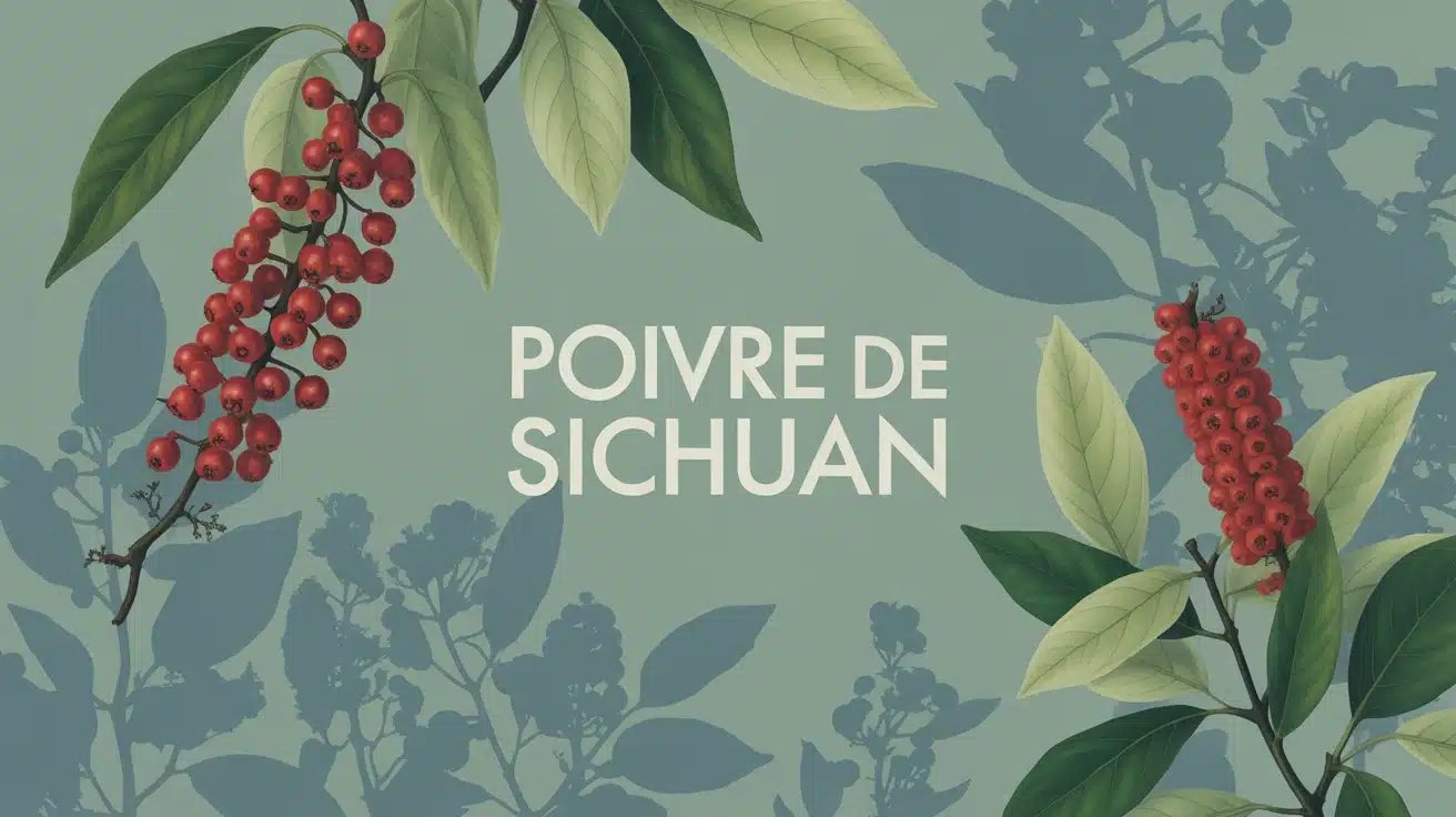 Illustration vectorielle poivre de Sichuan avec baies rouges et feuilles