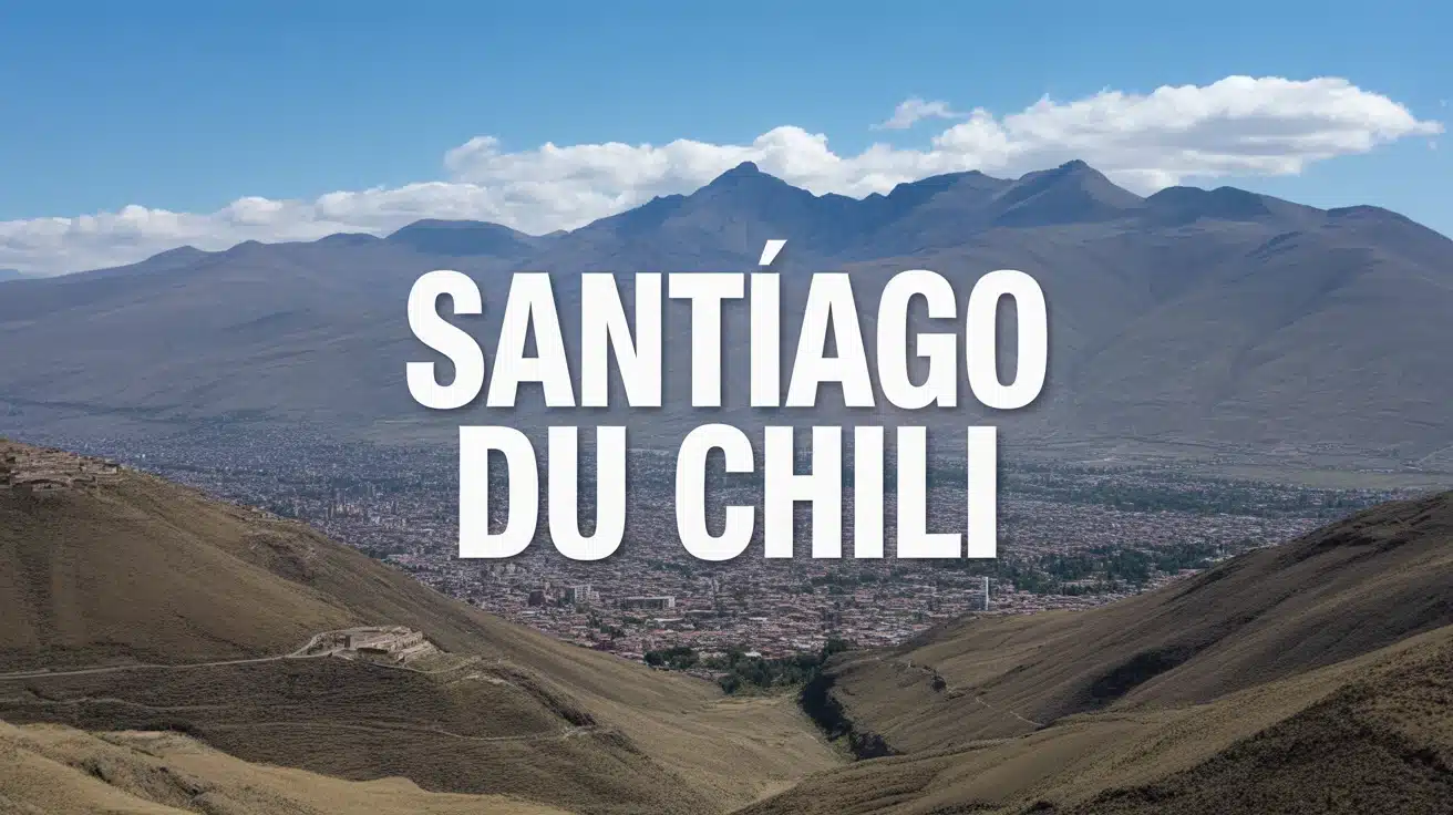 Illustration vectorielle de Santiago du Chili entre modernité et histoire avec Andes en arrière-plan