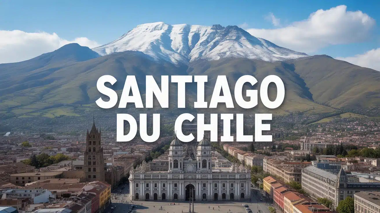 Vue vectorielle de Santiago du Chili avec Andes en arrière-plan