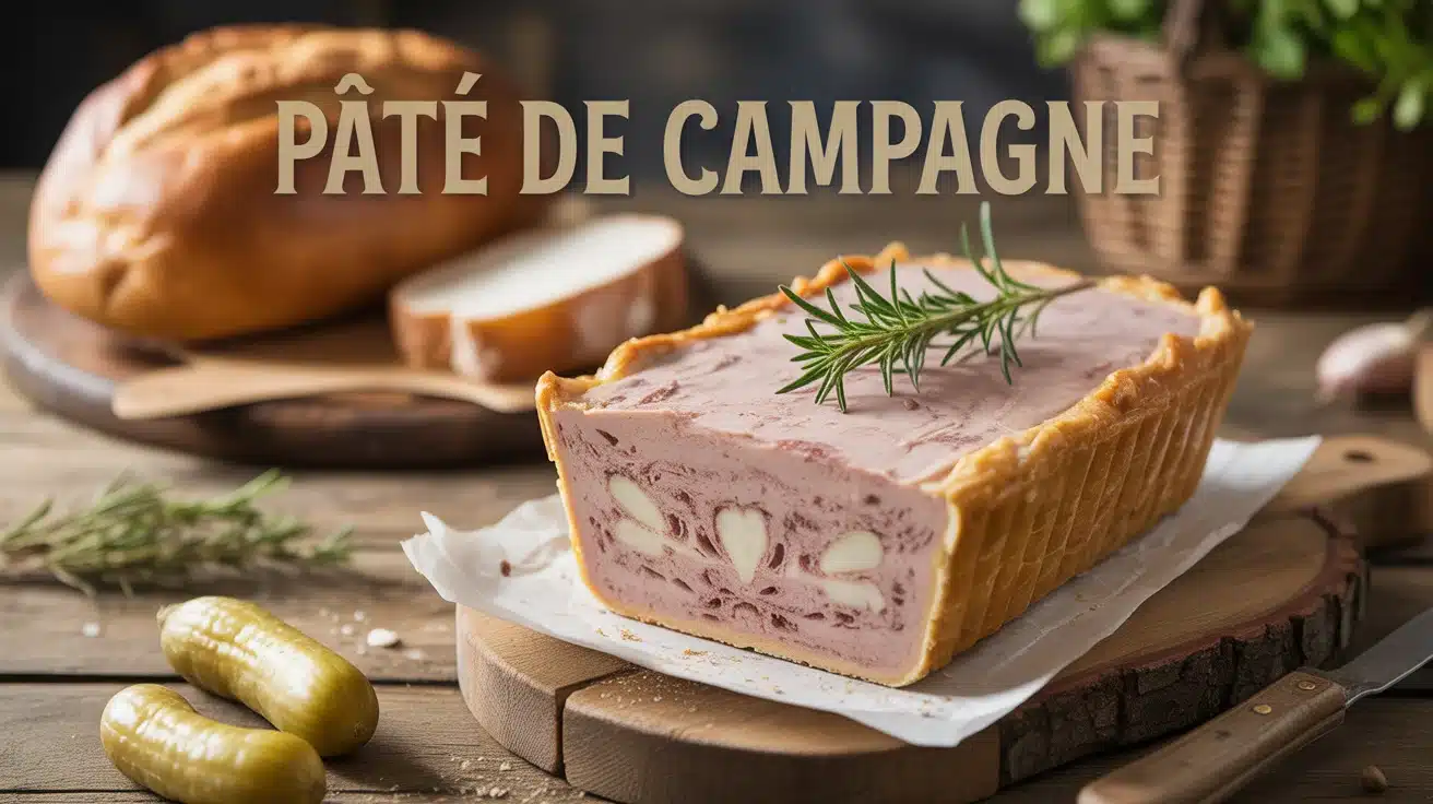 terrine de pâté de campagne rustique sur planche en bois