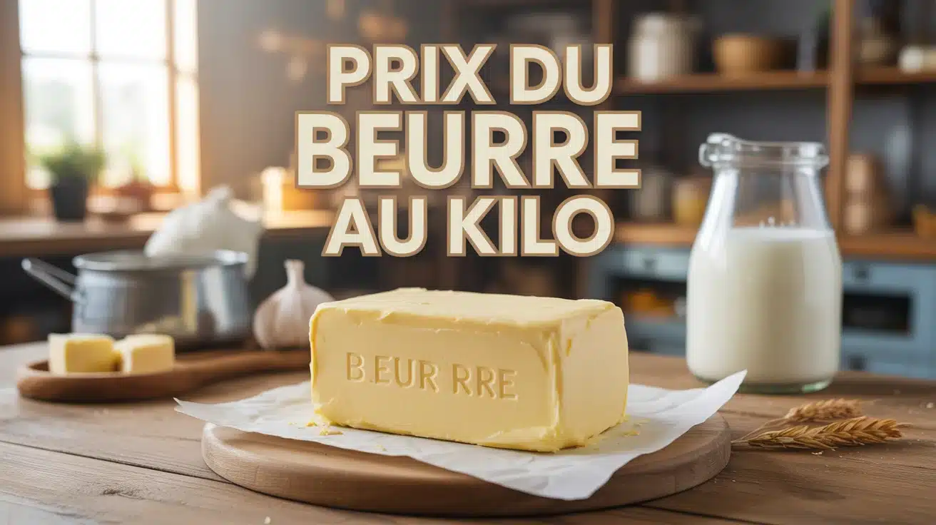 Illustration vectorielle prix du beurre au kilo avec beurre et symboles laitiers