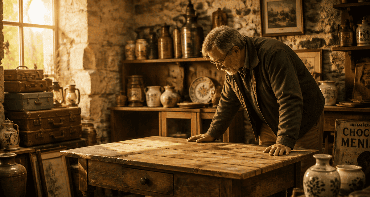 brocanteurs oise examinant table ferme