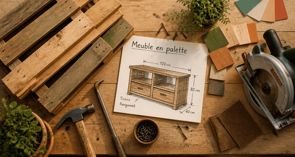 fabriquer meuble palette planches outils