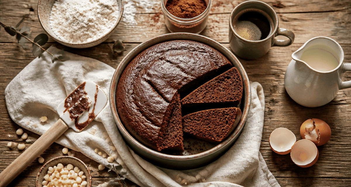 gateau cacao moelleux dans moule vu du dessus