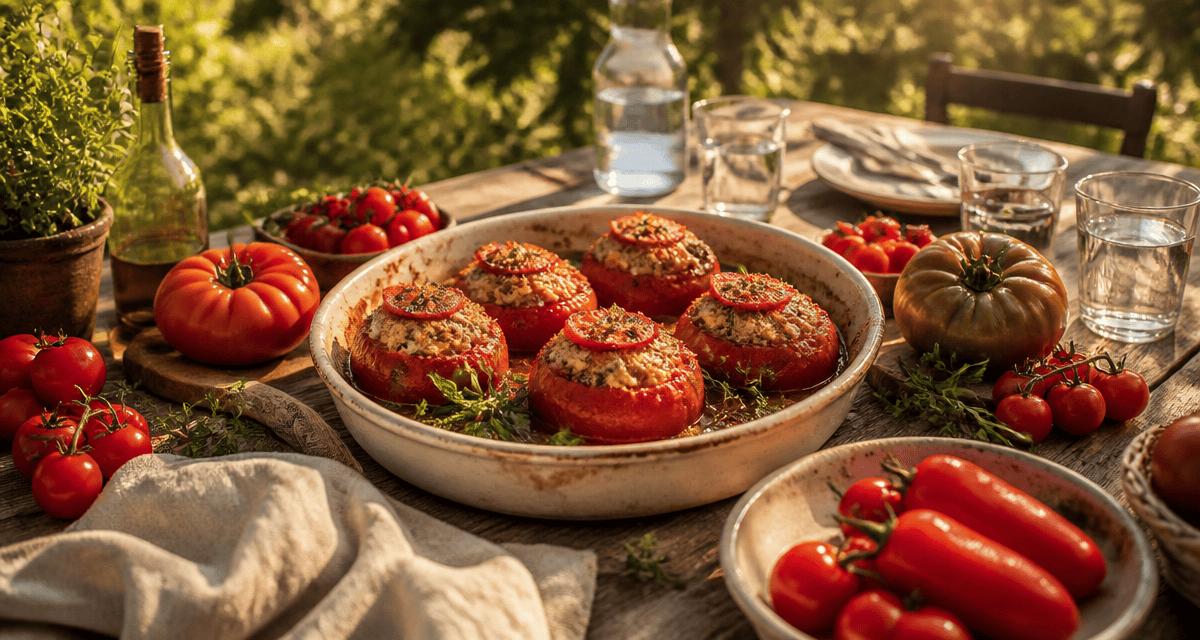 recette avec tomates farcies et variétés colorées