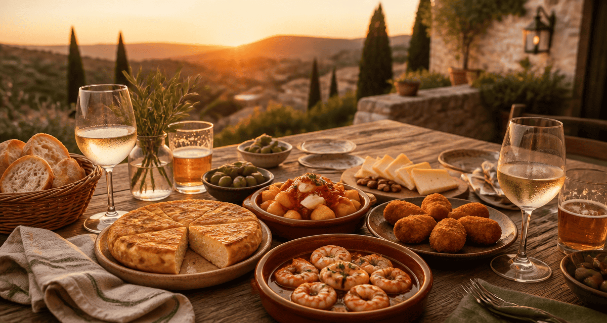 recette des tapas espagnol sur table rustique