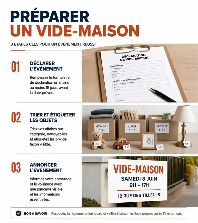 Étapes pour organiser un vide-maison dans le Loiret : déclaration et préparation
