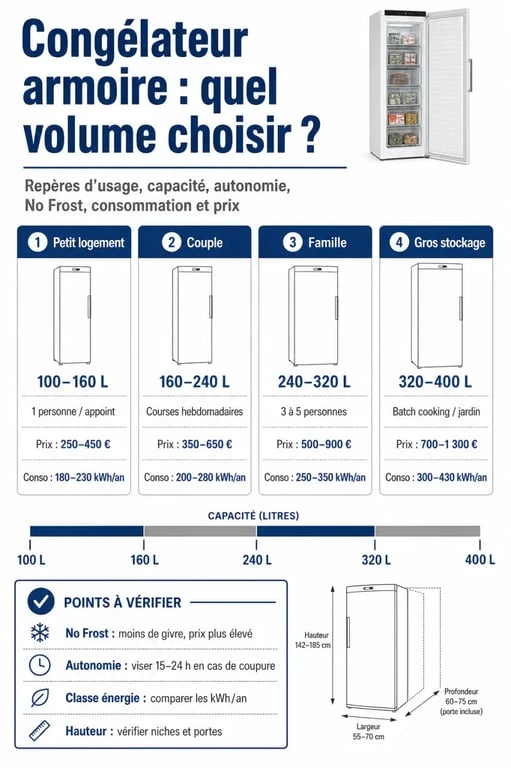 Comparatif congélateur armoire : capacités, usages et technologies clés