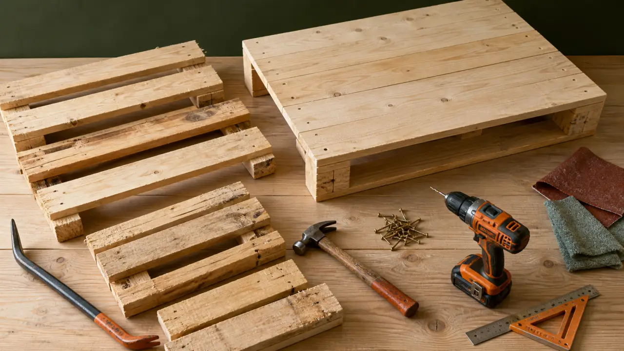 Fabriquer meuble palette : palette démontée pour finitions sans risque