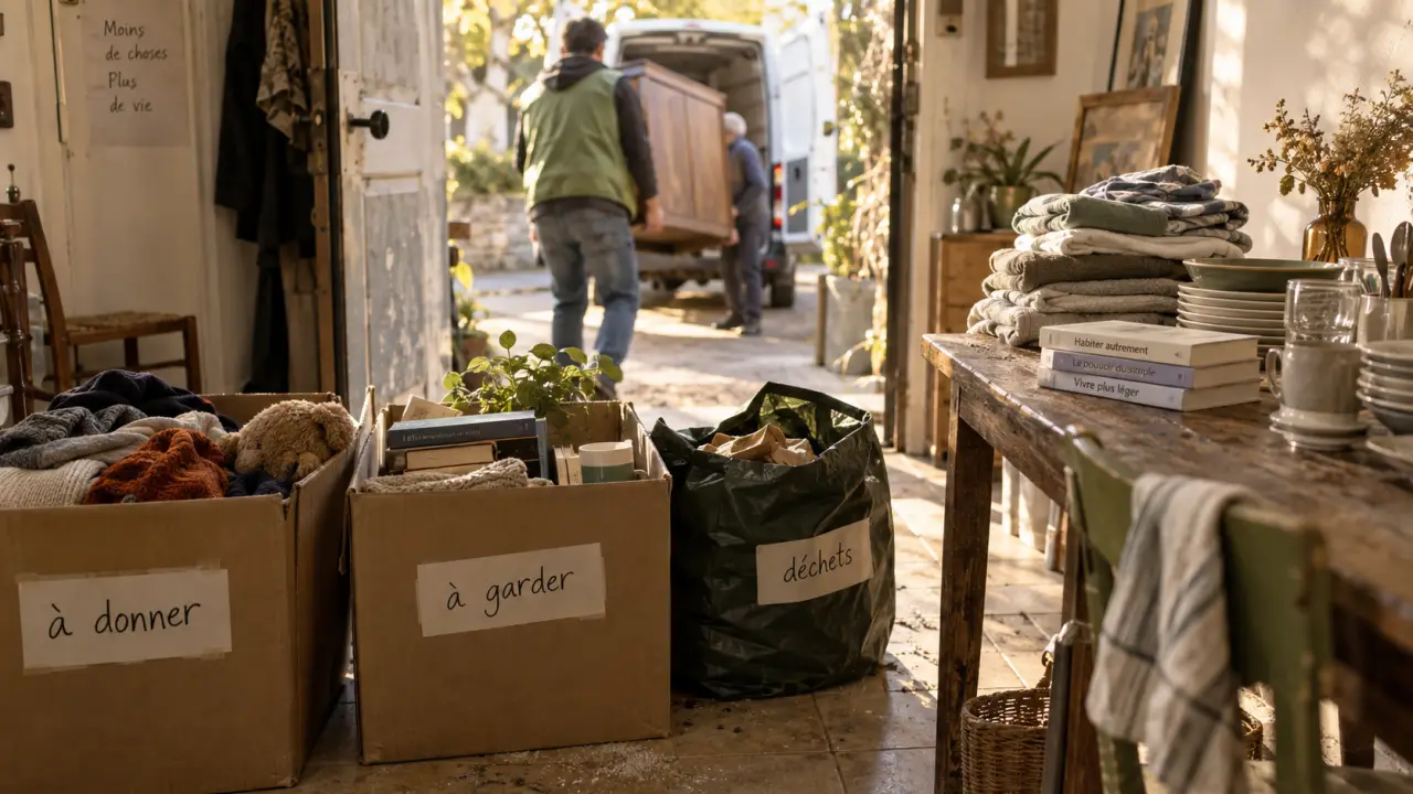 Vider une maison emmaus : bacs “à donner / à garder” avant dépôt