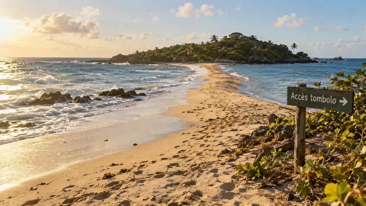 Sainte marie martinique tombolo, chemin de sable depuis la plage